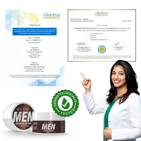 Niconi Men Enzyme De-Tan Pack for Face & Body 300g – Tan Removal & Brightening Pack