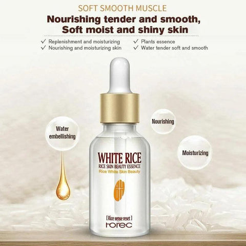 Rorec White Rice Serum Face with Free Sheet Mask – Brightening & Hydrating Facial Serum